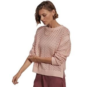 Varley Anthropologie Hains Open  Knit Sweater, Rose Pink, Sz M NEW, Retail $103+